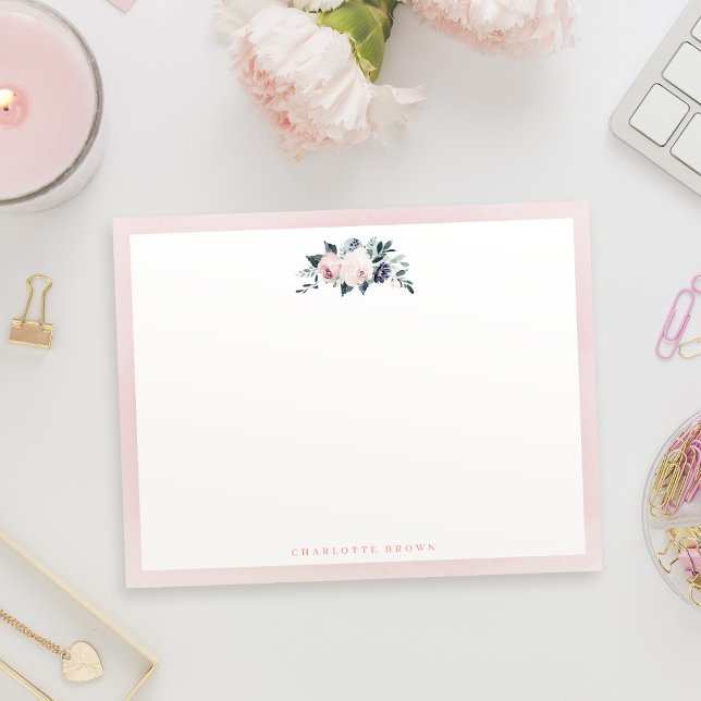 Blooming botanical pink personalized stationery note card (Blooming botanical pink personalized stationery note card)