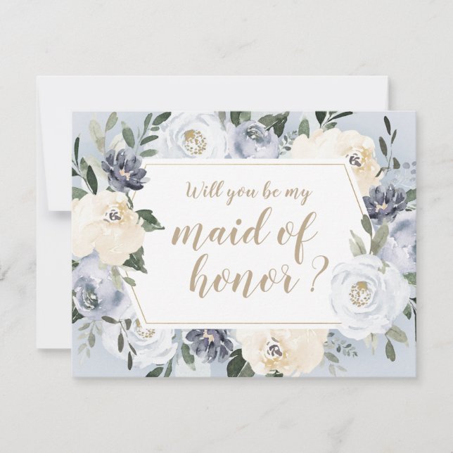 Blooming botanical Will you be my maid of honor Invitation (Front)