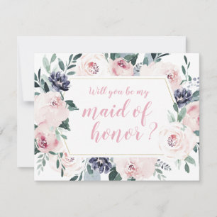 Blooming botanical Will you be my maid of honor Invitation