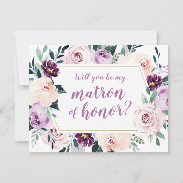 Blooming botanical Will you be my matron of honor Invitation (Front)