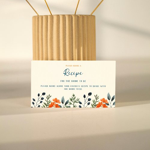 Blooming Botanicals Bridal Shower Share A Recipe Enclosure Card