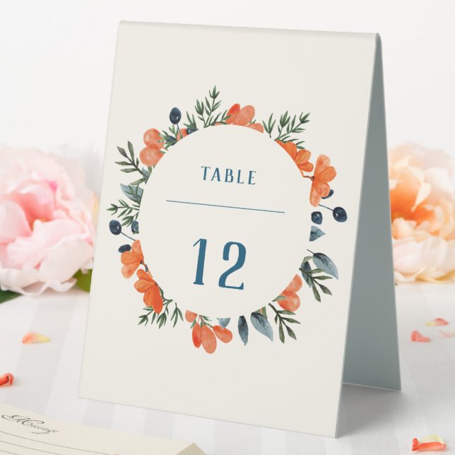 Blooming Botanicals Orange Floral Green Wedding Table Tent (In SItu (Wedding))