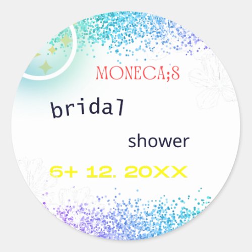 Blooming Botanicals Orange Green Bridal Shower Cla Classic Round Sticker
