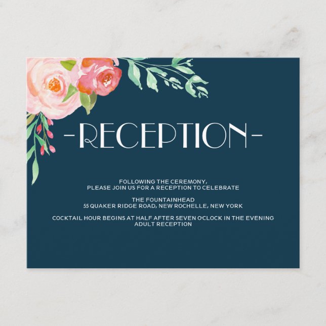 Blooming Botanicals | Wedding Reception Card (Front)