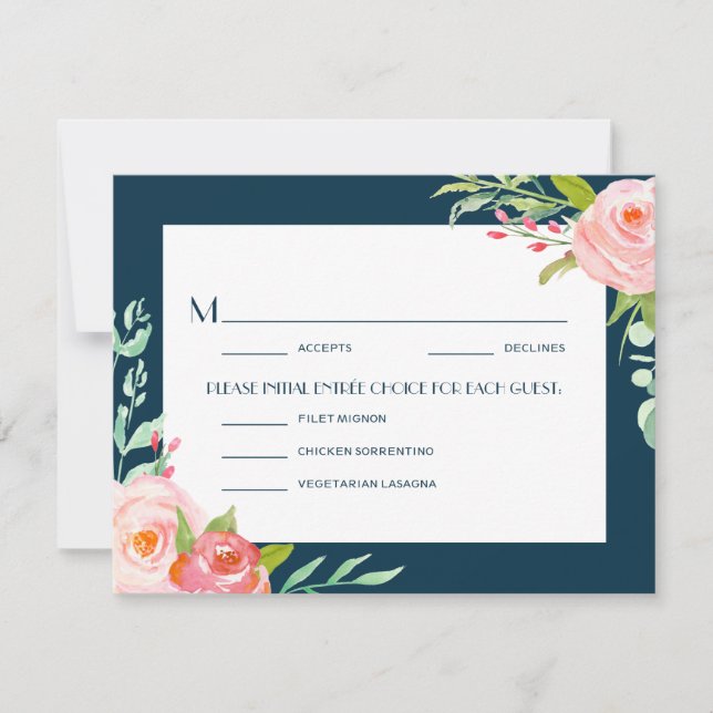 Blooming Botanicals | Wedding RSVP Menu Card (Front)