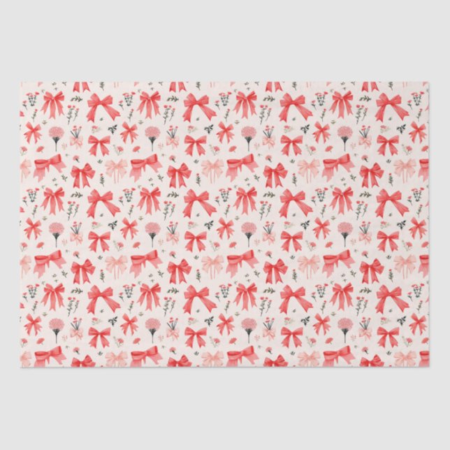 Blooming Bows - Floral and Ribbon Pattern Tissue Paper (Front)