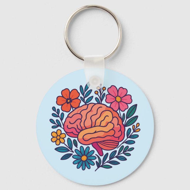 Blooming Brain Mental Wellness Keychain (Front)