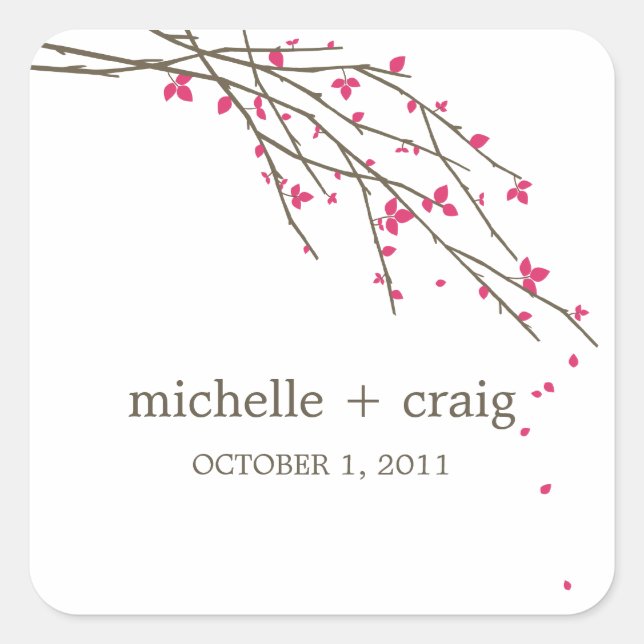 Blooming Branches Favor Stickers - Fuchsia (Front)