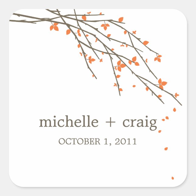 Blooming Branches Favor Stickers - Orange (Front)