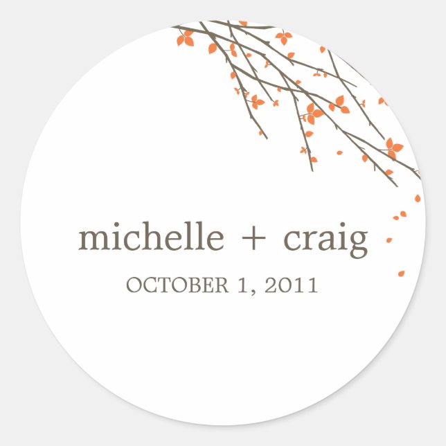 Blooming Branches Favor Stickers - Orange (Front)