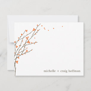 Blooming Branches Flat Thank You Card - Orange