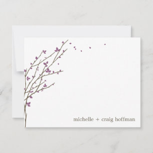 Blooming Branches Flat Thank You Card - Plum
