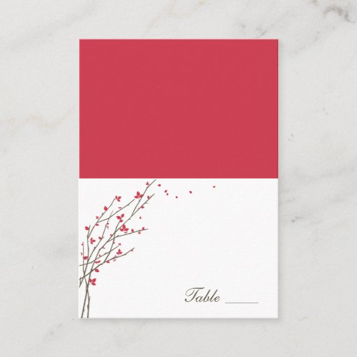 Customizable Blooming Branches Folded Place Cards - Cerise Business Card