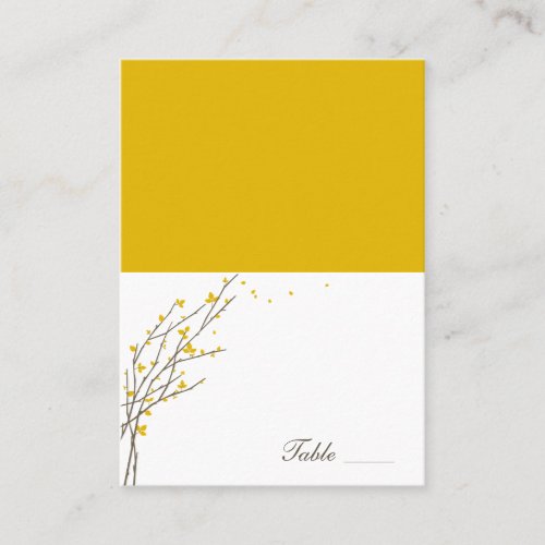 Blooming Branches Folded Place Cards - Mustard Business Card Template