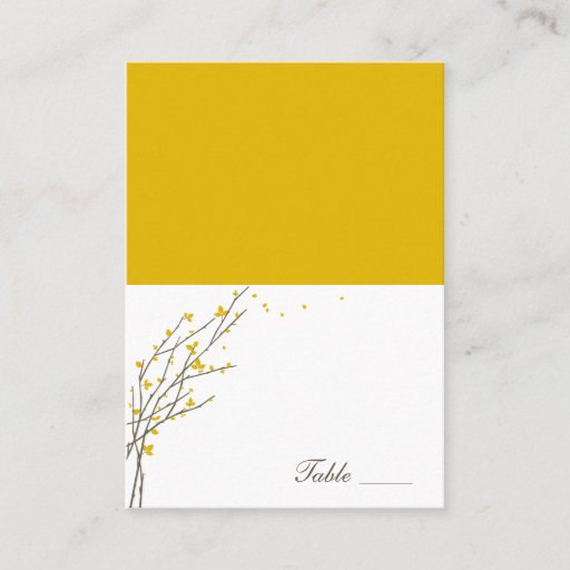 Customizable Blooming Branches Folded Place Cards - Mustard Business Card Template