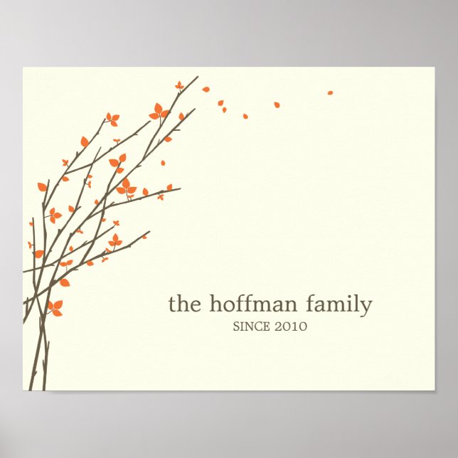 Blooming Branches Personalized Wall Art -Orange- (Front)