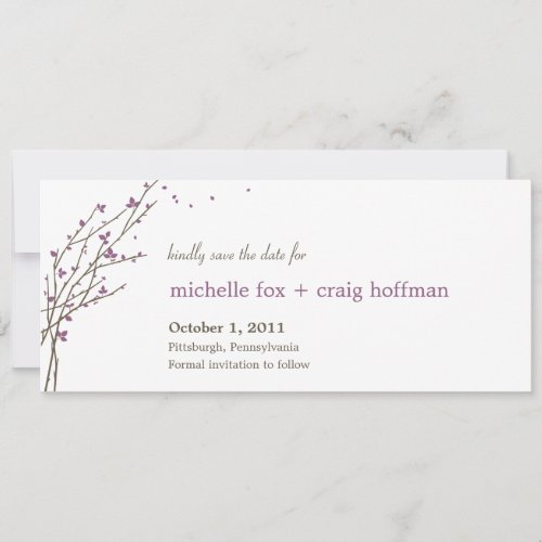 Blooming Branches Save The Date Card - Plum