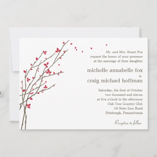 Blooming Branches Wedding Invitation - Cerise