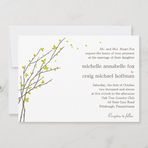 Blooming Branches Wedding Invitation - Lime