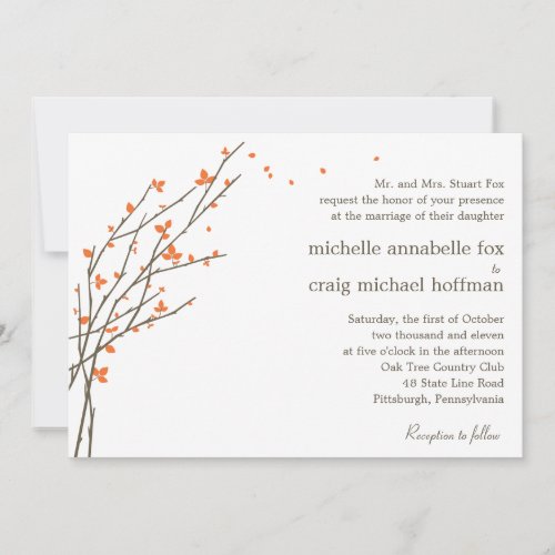 Blooming Branches Wedding Invitation - Orange