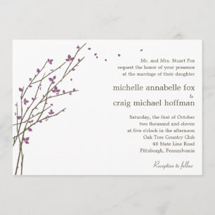 Blooming Branches Wedding Invitation - Plum