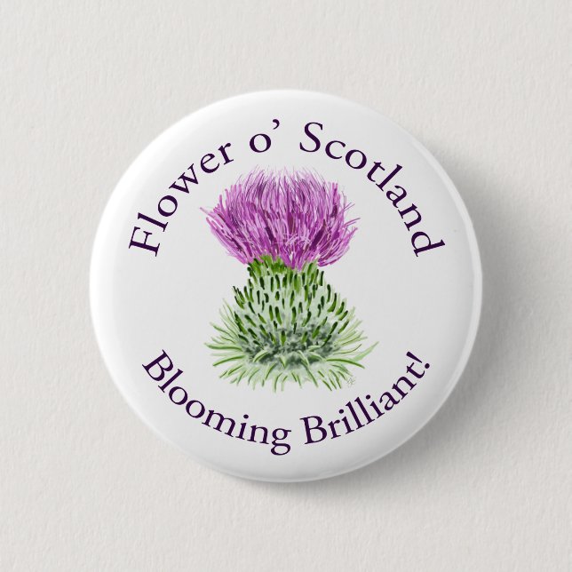 Blooming Brilliant Scottish Thistle Button (Front)