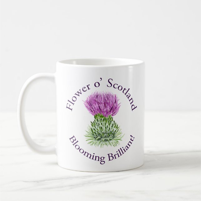 Blooming Brilliant Scottish Thistle Coffee Mug (Left)
