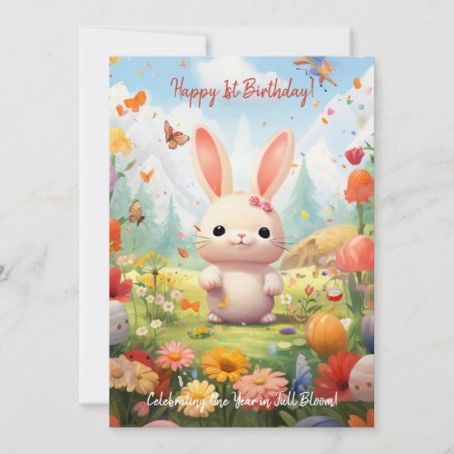 Blooming Bunnys 1st Anniversary Birthday Card