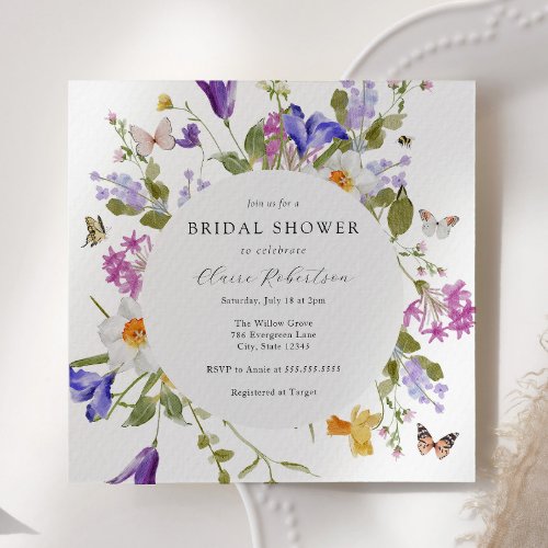 Blooming Butterflies Spring Floral Bridal Shower Invitation