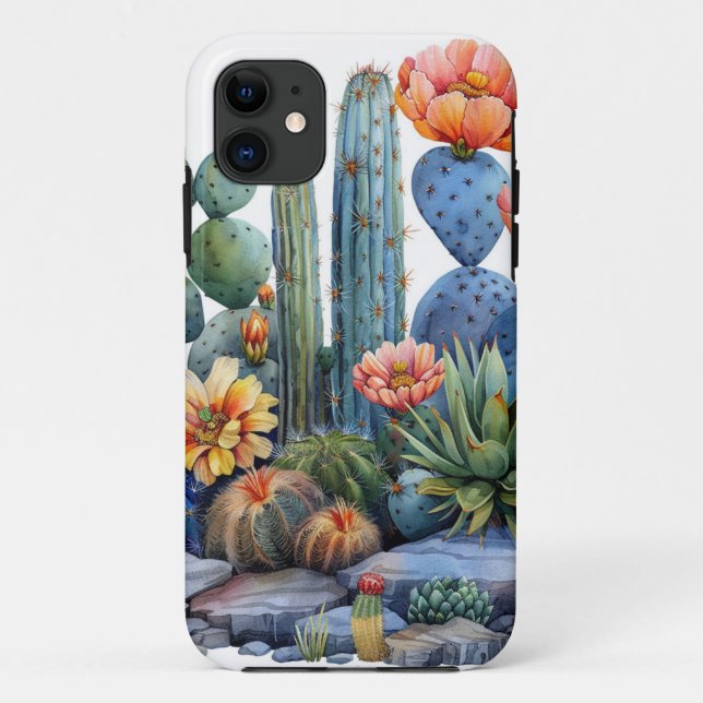 Blooming cacti and succulents Case-Mate iPhone case (Back)