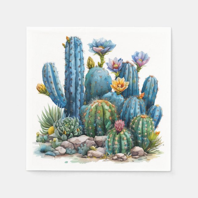Blooming cacti and succulents napkins (Front)