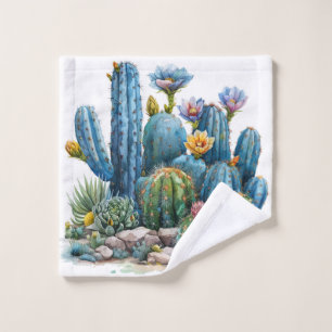 Blooming cacti and succulents wash cloth
