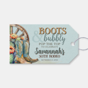 Blooming Cactus Boots Bubbly Theme Favor Tags