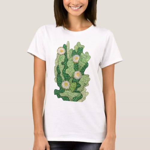 Blooming Cactus Succulent Cacti Green Khaki Olive T_Shirt