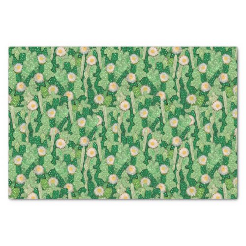 Blooming cactus succulent green camouflage pattern tissue paper