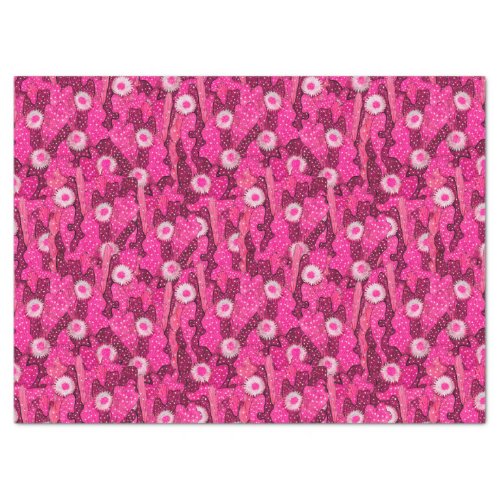 Blooming cactus succulent pink camouflage pattern tissue paper