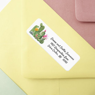 Blooming Cactus Watercolor Garden Return Address Label