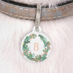 Blooming Cactus Wreath Mint Peach Monogram Pet ID Tag<br><div class="desc">This lovely I.D. tag features your pet's monogram in peach surrounded by a blooming wreath of cacti and succulents in shades of green,  peach,  and pink. Customize the reverse side with your dog's name and your phone number or other contact information in white text on a mint green background.</div>