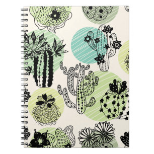 Blooming Cactuses: Hand-Drawn Seamless Charm Notebook