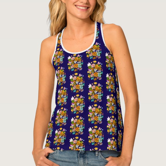 Blooming Care - Floral Tribute to Nurses Tank Top (Front)