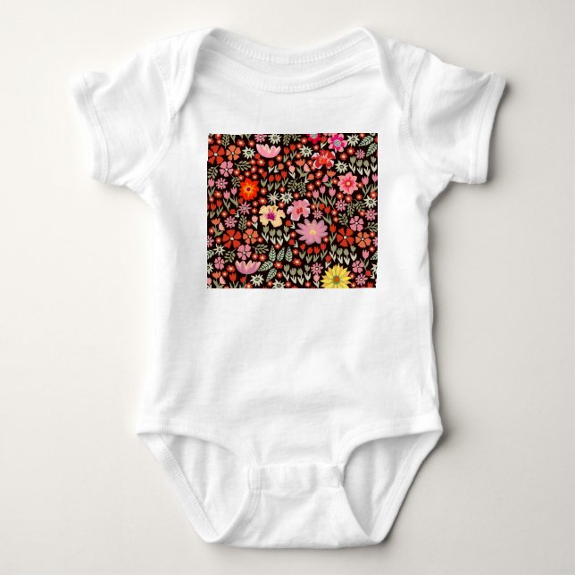 Blooming Carpet: Floral Vintage Seamless. Baby Bodysuit (Front)