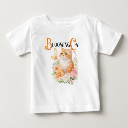 Blooming Cat Elegant Orange and White in Bloom Baby T_Shirt