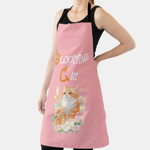 Blooming Cat Orange and White Garden Bliss Apron