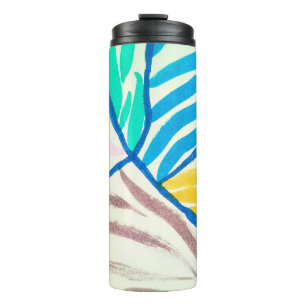 blooming cherry and butterflies seamless pattern. thermal tumbler