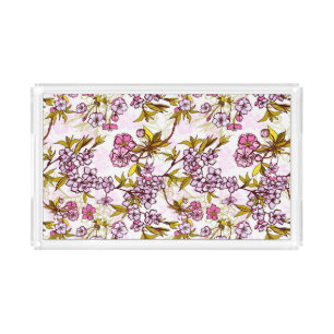 Blooming Cherry Blossom Pattern Acrylic Tray