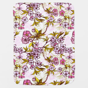 Blooming Cherry Blossom Pattern Baby Blanket
