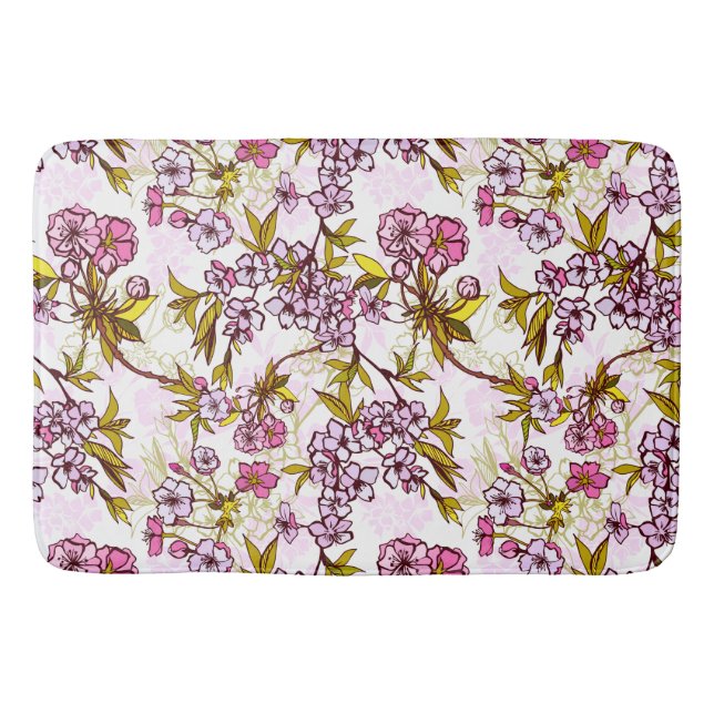 Blooming Cherry Blossom Pattern Bath Mat (Front)