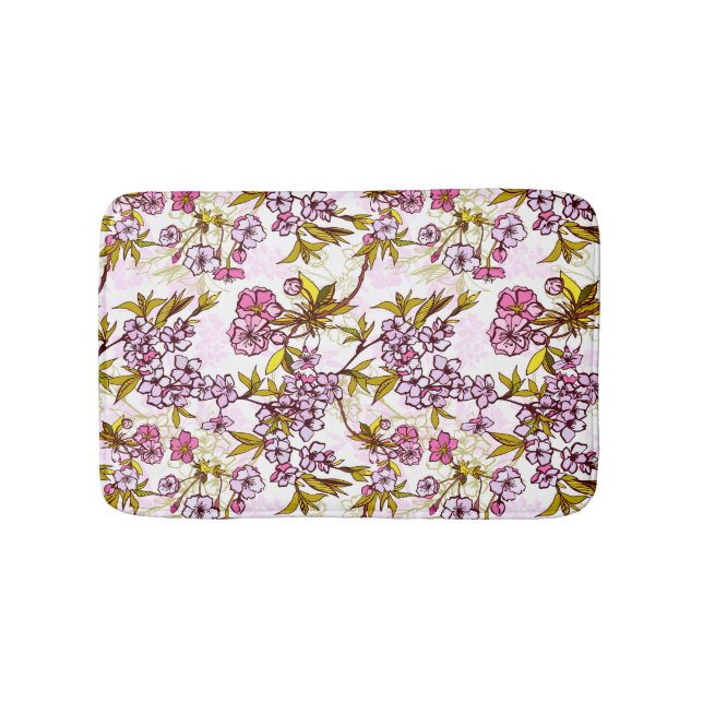 Blooming Cherry Blossom Pattern  Bath Mat (Front)