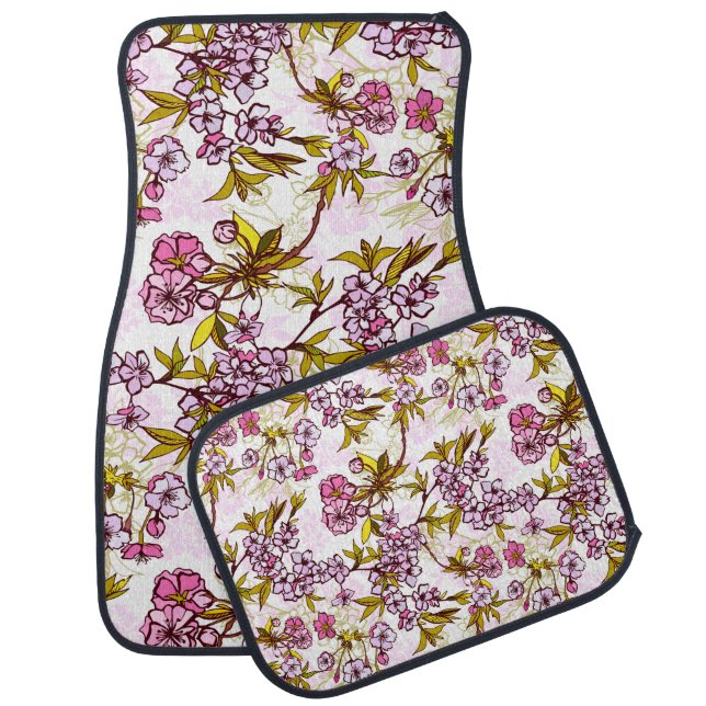 Blooming Cherry Blossom Pattern  Car Floor Mat (Set)