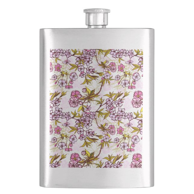 Blooming Cherry Blossom Pattern  Flask (Front)